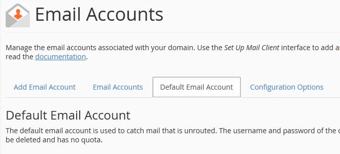 Default Mail Account Tab